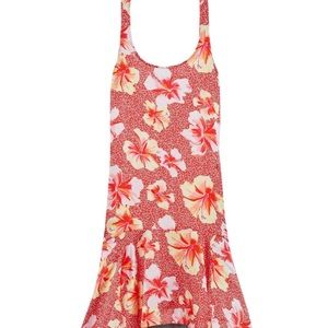 Martine asymmetric floral print hammered silk dress